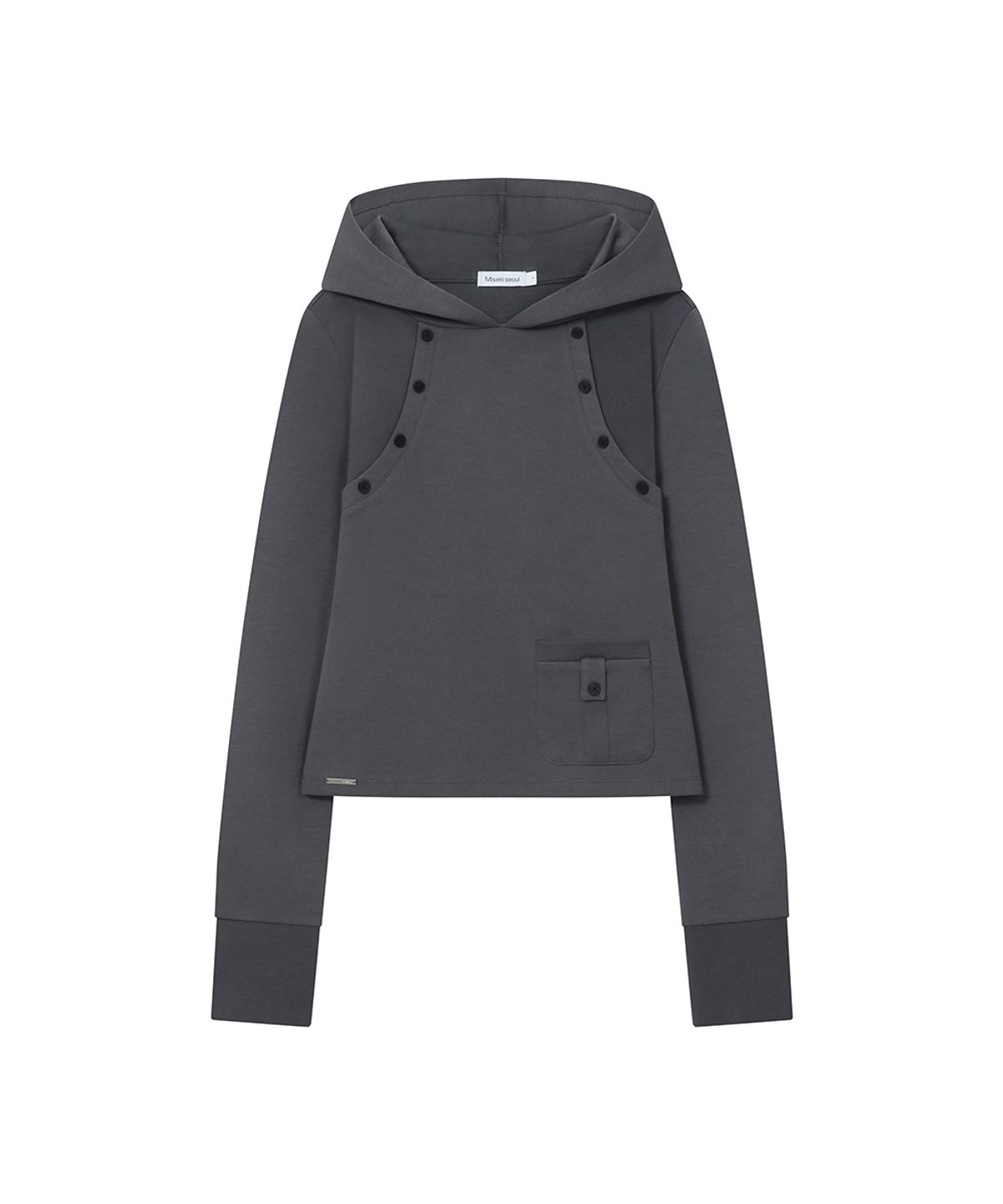 미세키서울(MISEKI SEOUL) Double placket slim hoodie CHARCOAL