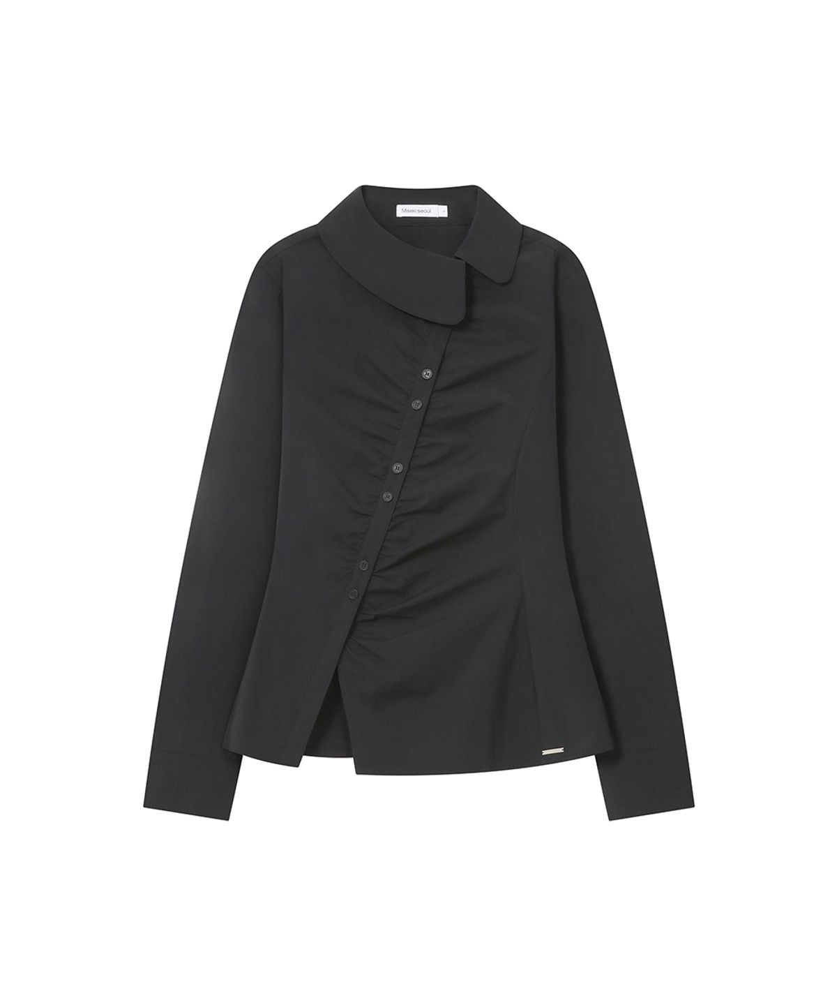 미세키서울(MISEKI SEOUL) [레이 PICK] Asymmetric shirring button shirt BLACK