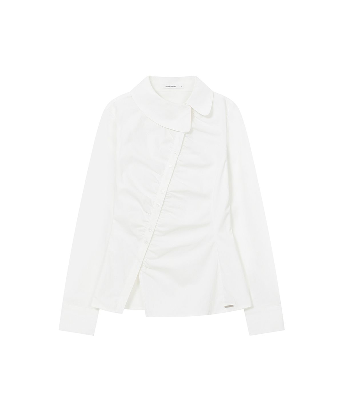 미세키서울(MISEKI SEOUL) Asymmetric shirring button shirt WHITE