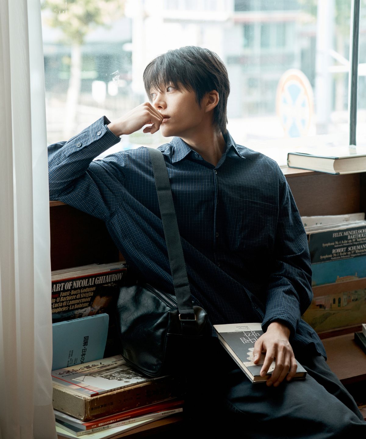 와르(WAAR) M2603 빈티지 체크 셔츠_블루