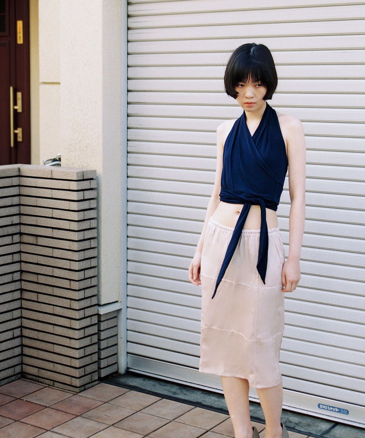 모링가(MORINGA) Lace Pintuck Satin Skirt Rose
