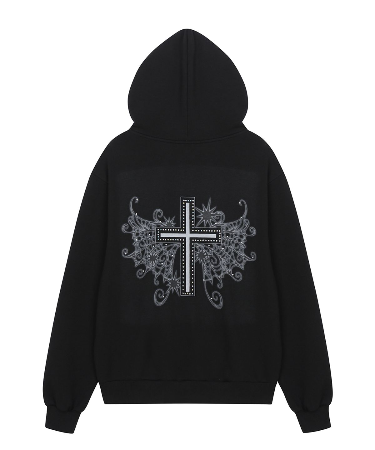 러브이즈트루(LUVISTRUE) RL CROSS COLORSTONE HOOD ZIP UP(BLACK)