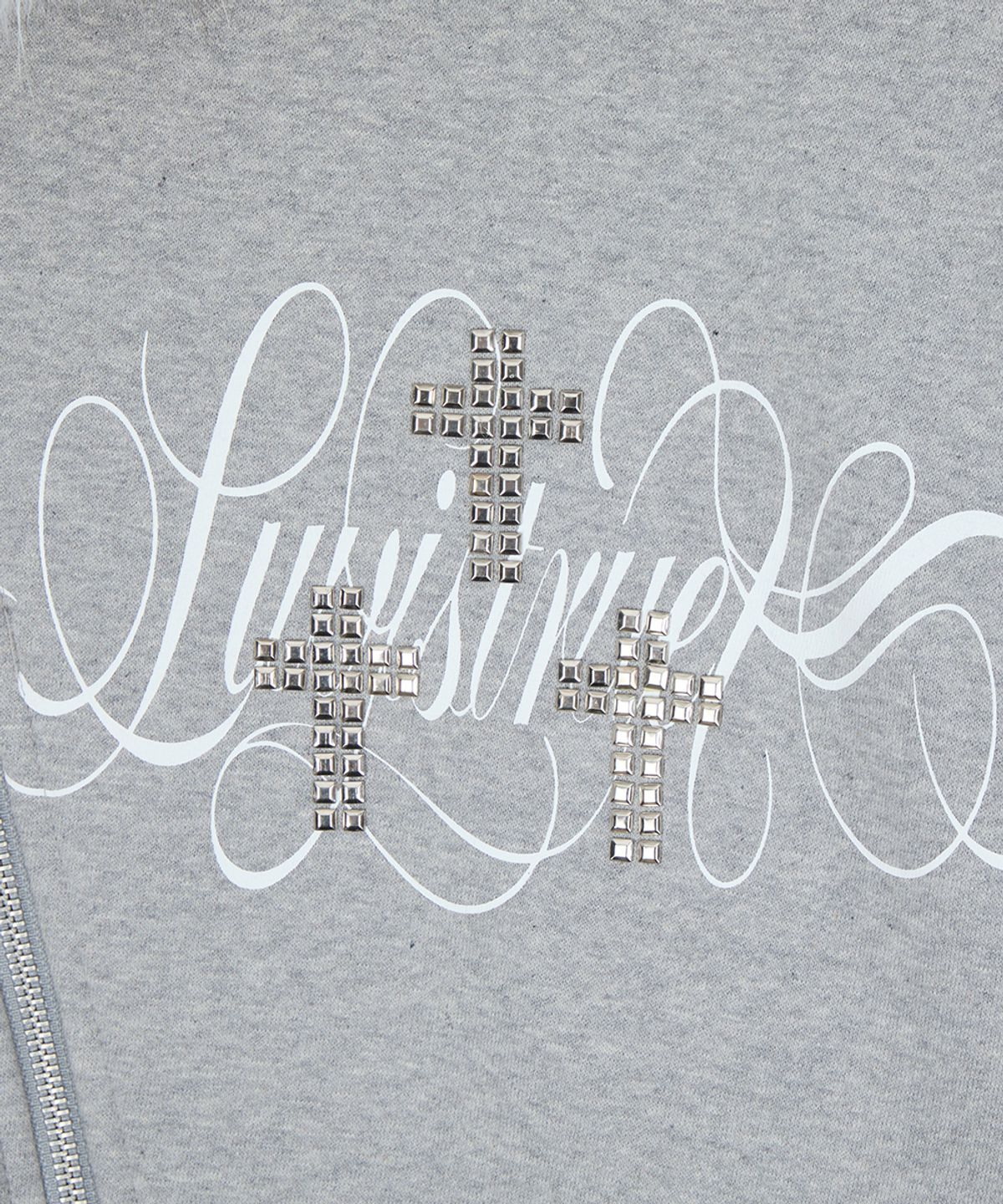 러브이즈트루(LUVISTRUE) RL CROSS LETTERING FUR HOOD ZIP UP(GRAY)