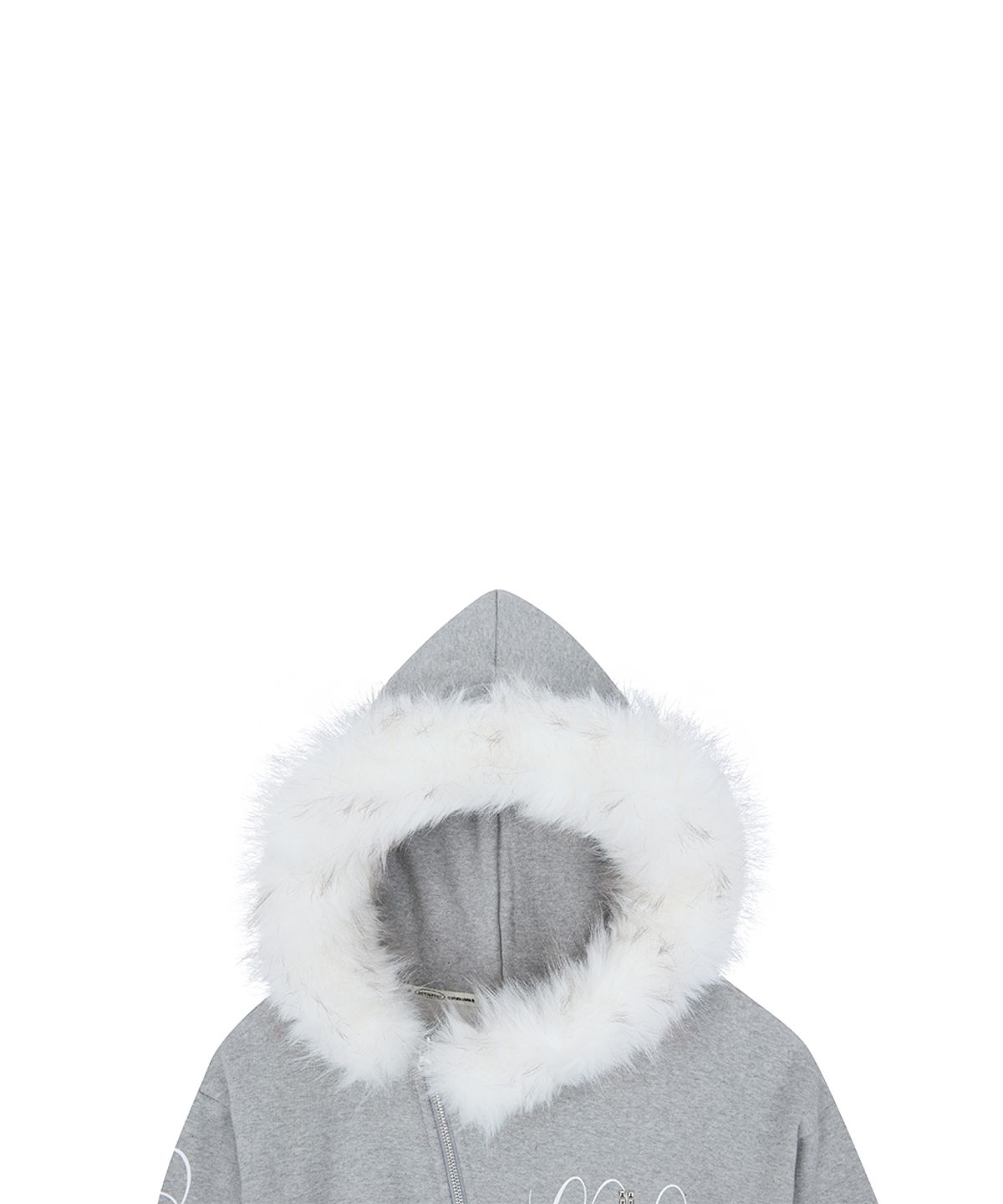 러브이즈트루(LUVISTRUE) RL CROSS LETTERING FUR HOOD ZIP UP(GRAY)