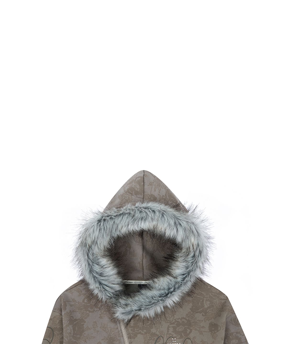 러브이즈트루(LUVISTRUE) RL CROSS LETTERING FUR HOOD ZIP UP(BROWN)