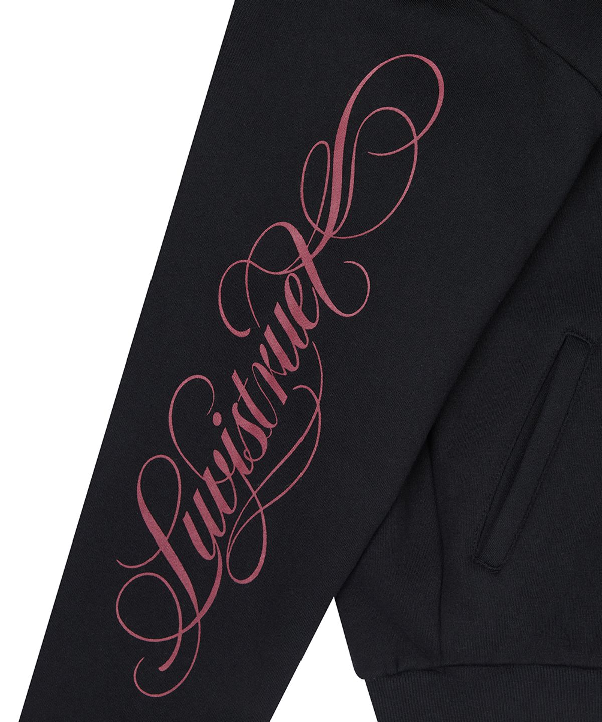 러브이즈트루(LUVISTRUE) RL CROSS LETTERING FUR HOOD ZIP UP(BLACK)