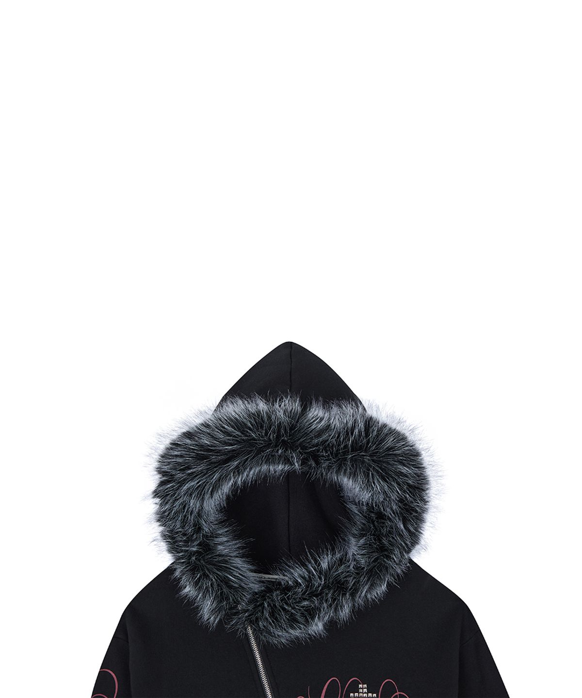 러브이즈트루(LUVISTRUE) RL CROSS LETTERING FUR HOOD ZIP UP(BLACK)