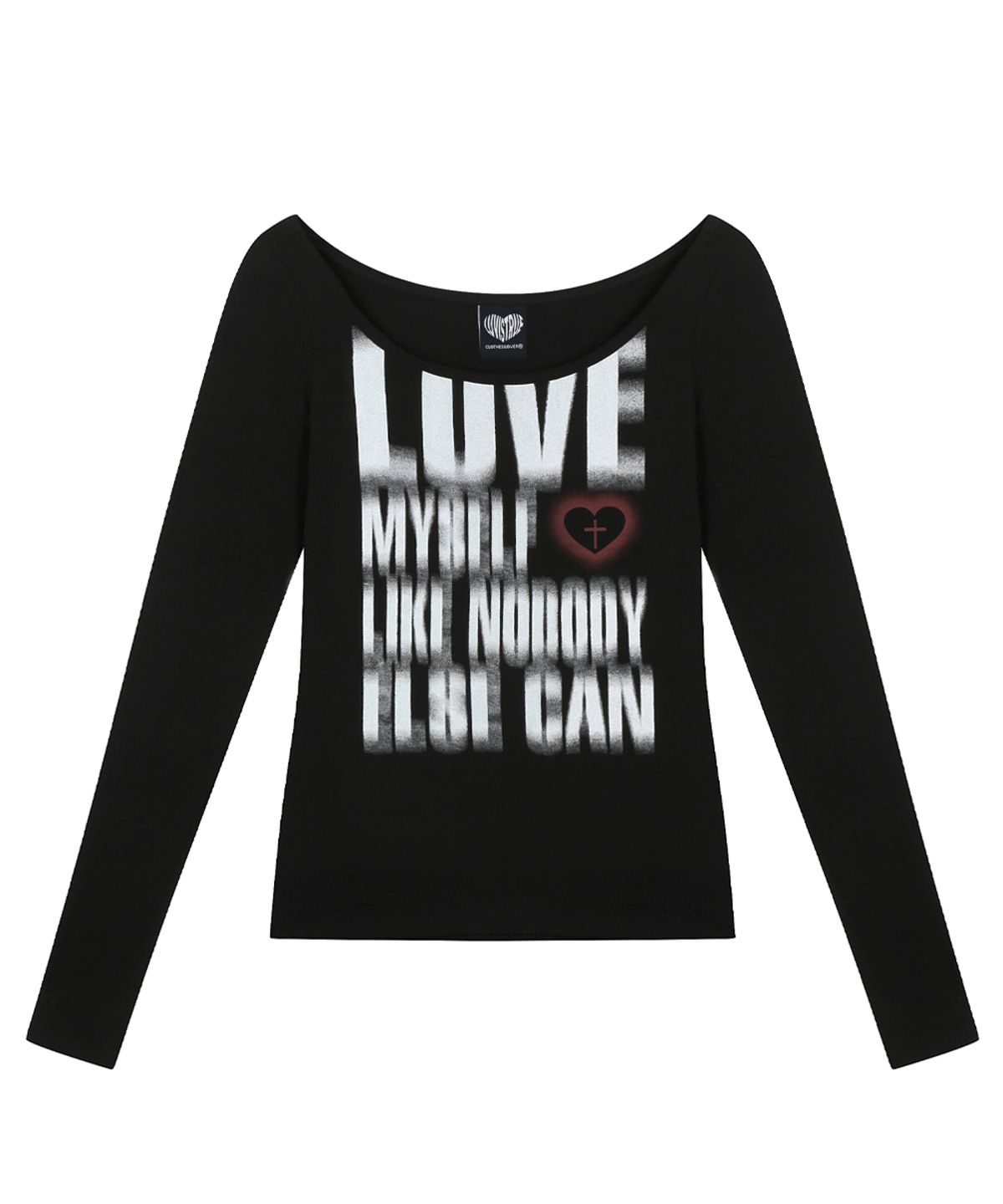 러브이즈트루(LUVISTRUE) RL DISTORTED LETTERING TEE(BLACK)