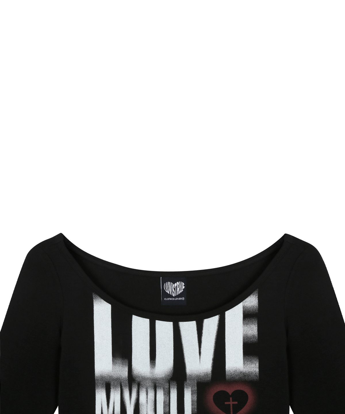 러브이즈트루(LUVISTRUE) RL DISTORTED LETTERING TEE(BLACK)
