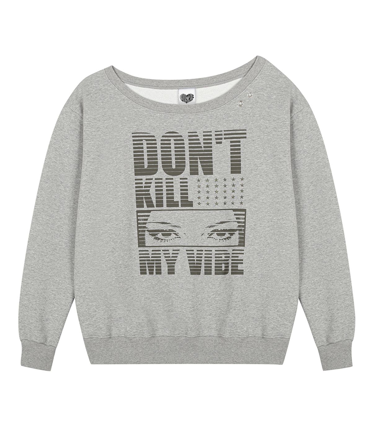 러브이즈트루(LUVISTRUE) RL EYELET ONE SHOULDER SWEATSHIRT(GRAY)
