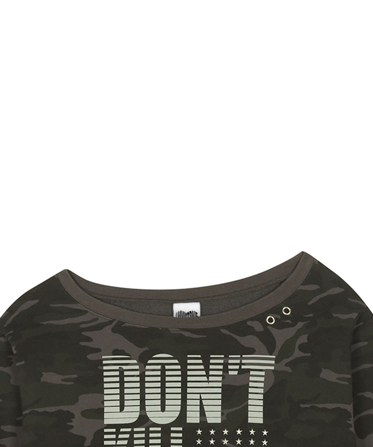 러브이즈트루(LUVISTRUE) RL EYELET ONE SHOULDER SWEATSHIRT(CAMO)