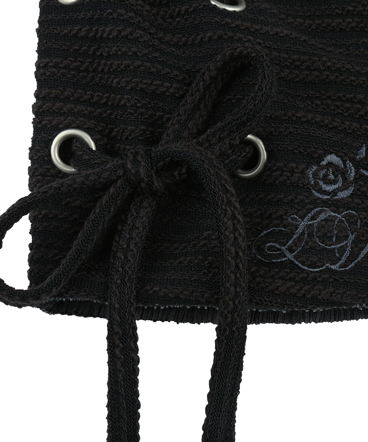 러브이즈트루(LUVISTRUE) RL EYELET STRING BEANIE(BLACK)