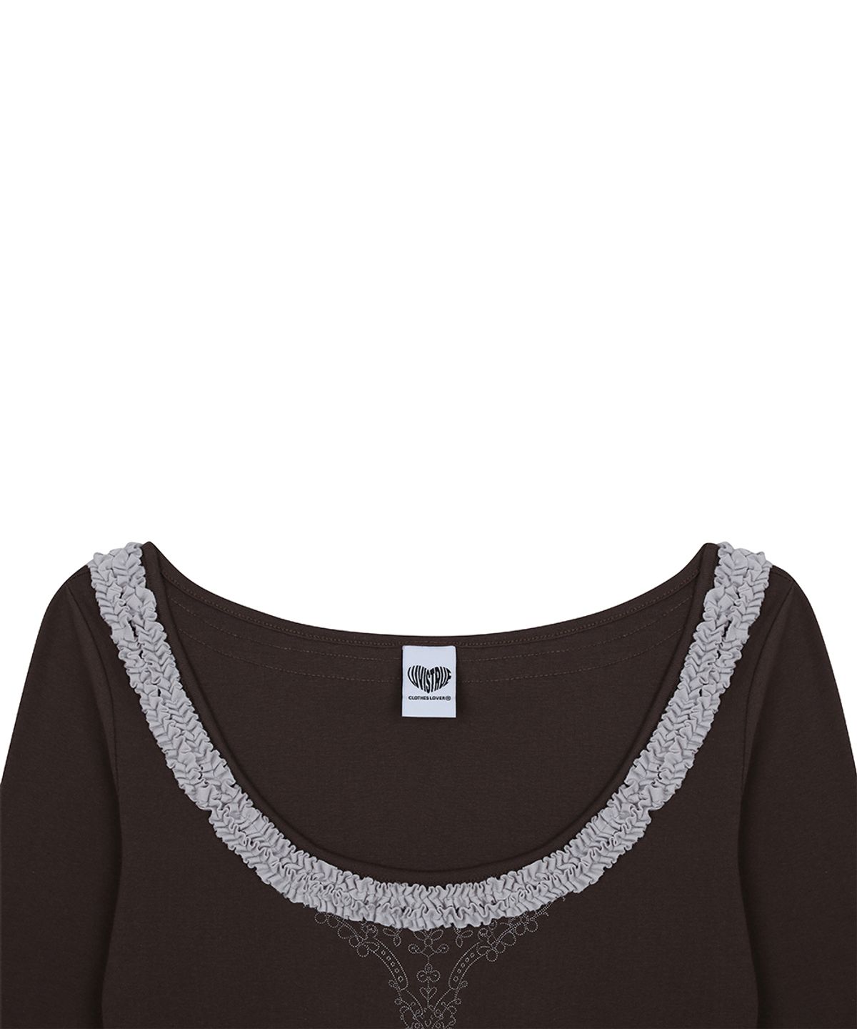 러브이즈트루(LUVISTRUE) RL FRILL SLEEVE TEE(BROWN)