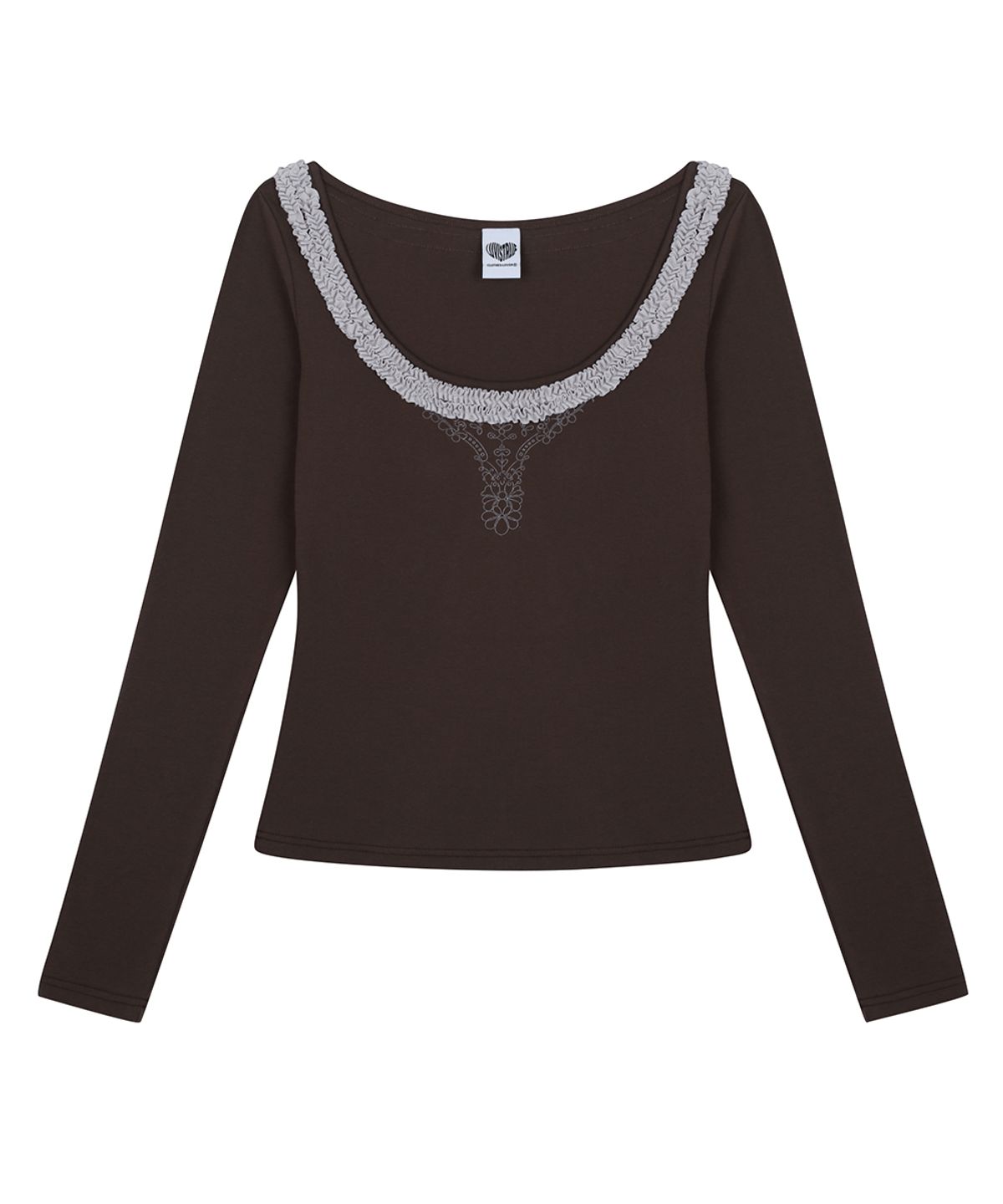 러브이즈트루(LUVISTRUE) RL FRILL SLEEVE TEE(BROWN)