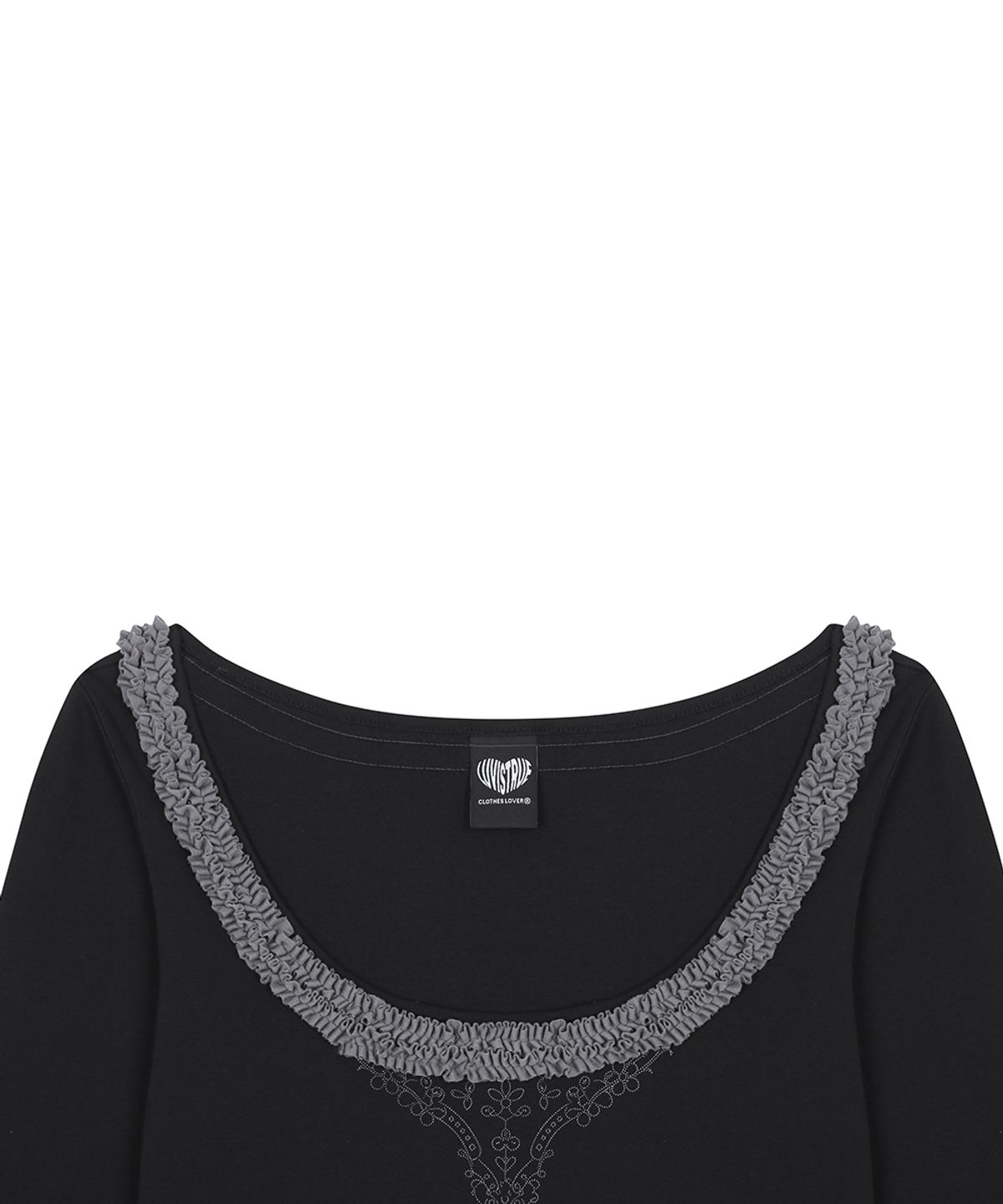 러브이즈트루(LUVISTRUE) RL FRILL SLEEVE TEE(BLACK)