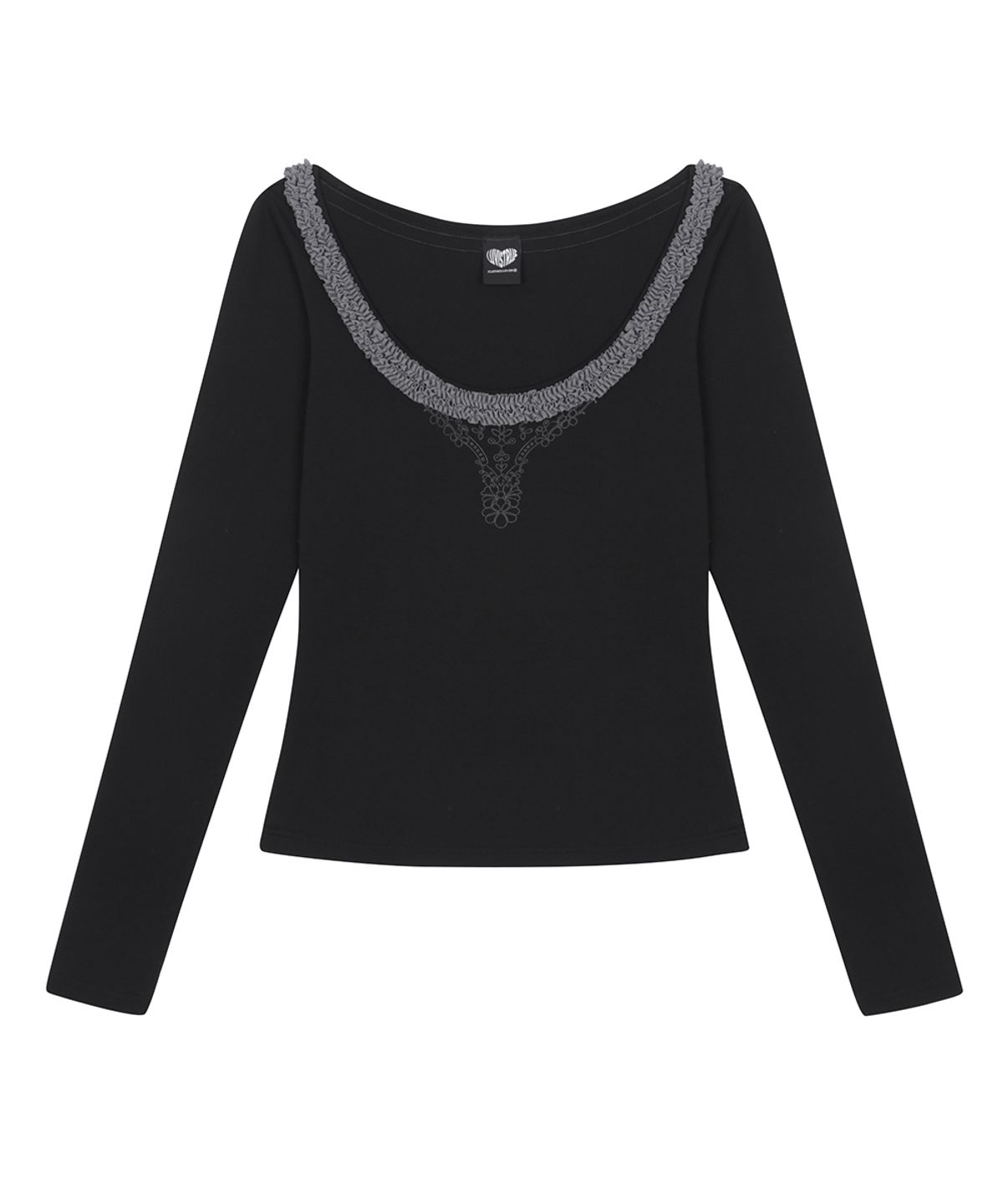 러브이즈트루(LUVISTRUE) RL FRILL SLEEVE TEE(BLACK)