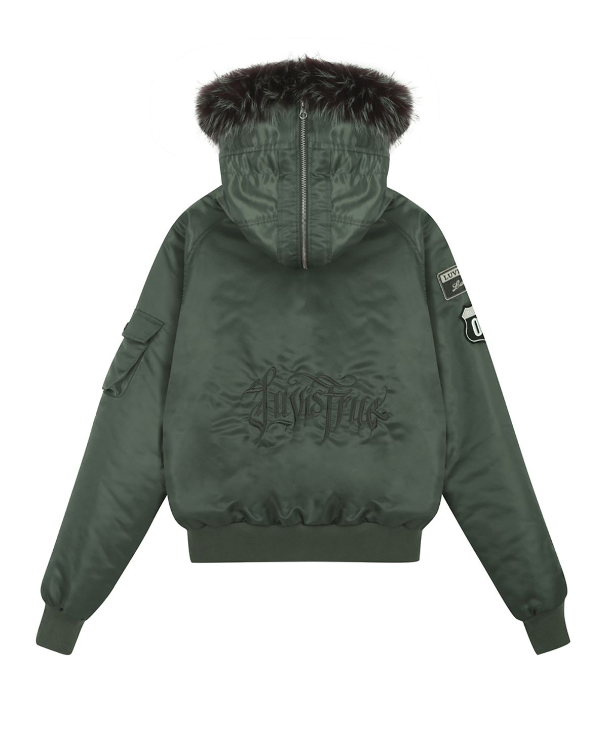 러브이즈트루(LUVISTRUE) RL FUR TRIM PATCH BOMBER JACKET(KHAKI)