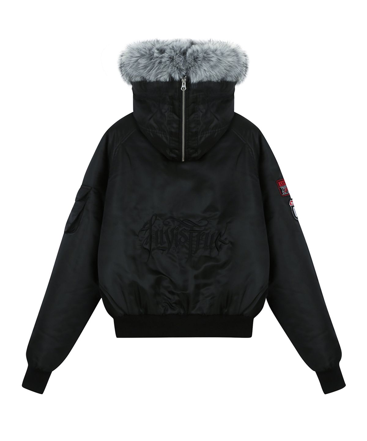 러브이즈트루(LUVISTRUE) RL FUR TRIM PATCH BOMBER JACKET(BLACK)