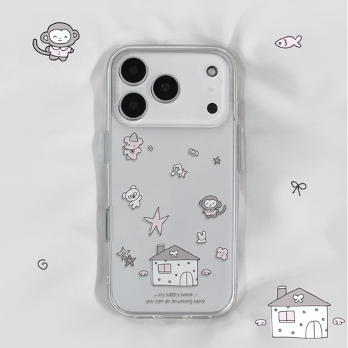 이레케이스앤굿즈(IRECASEGOODS) 해피홈 아이폰 투명 젤리케이스 핸드폰케이스