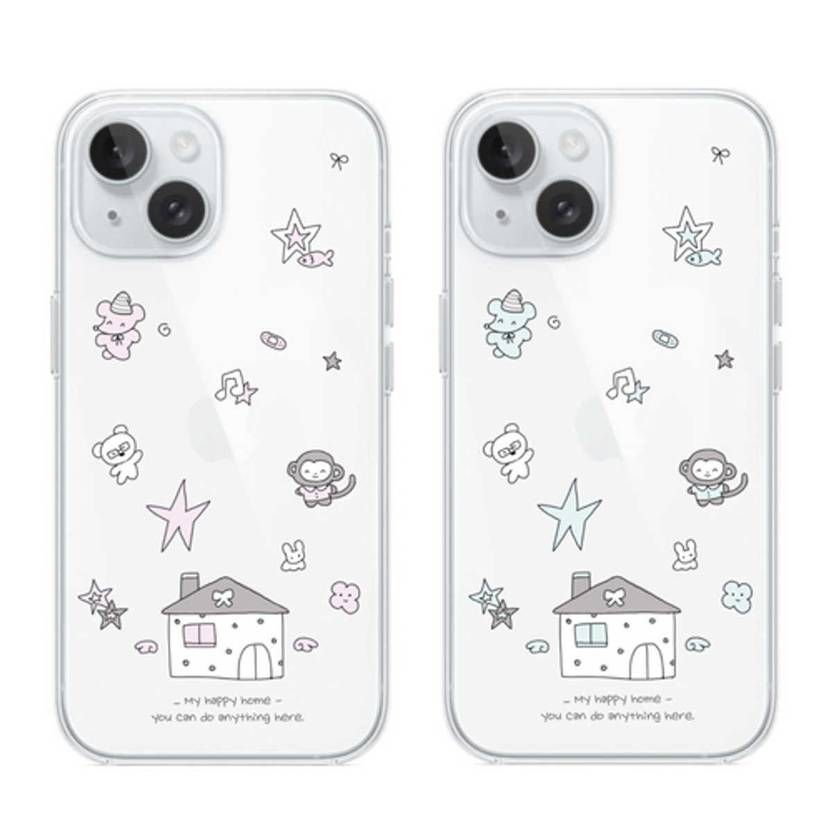 이레케이스앤굿즈(IRECASEGOODS) 해피홈 아이폰 투명 젤리케이스 핸드폰케이스
