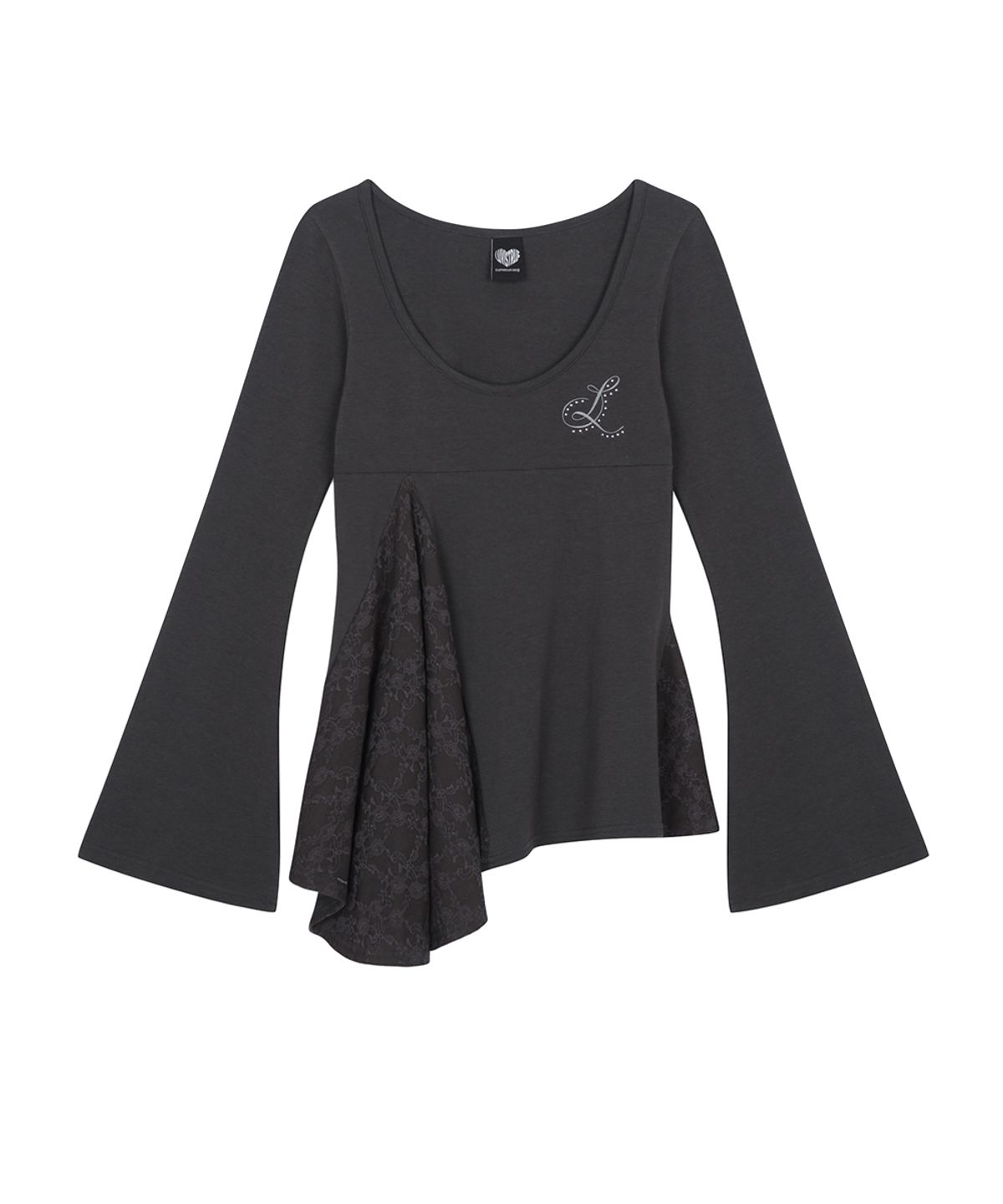 러브이즈트루(LUVISTRUE) RL LAYERED LACE TEE(CHARCOAL)