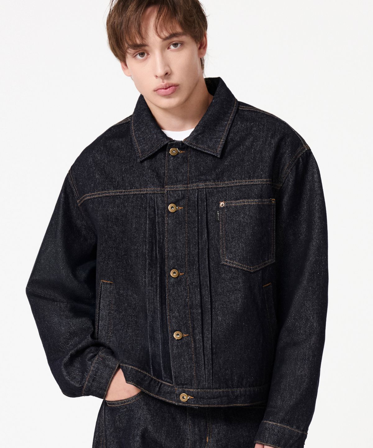 트릴리온(TRILLION) [논페이드] 12oz TYPE 1 데님 트러커 자켓_인디고