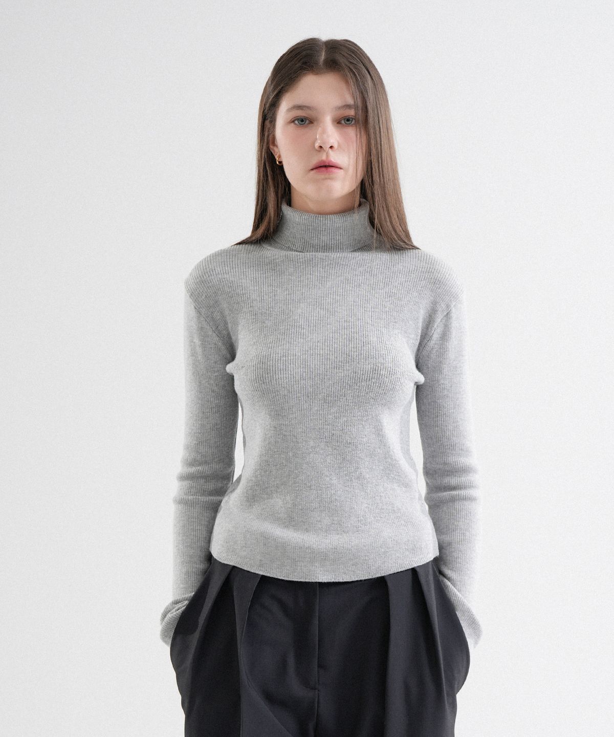 블레티(VLETI) Turtle-Neck Slim Fit Basic Knit (Gray)
