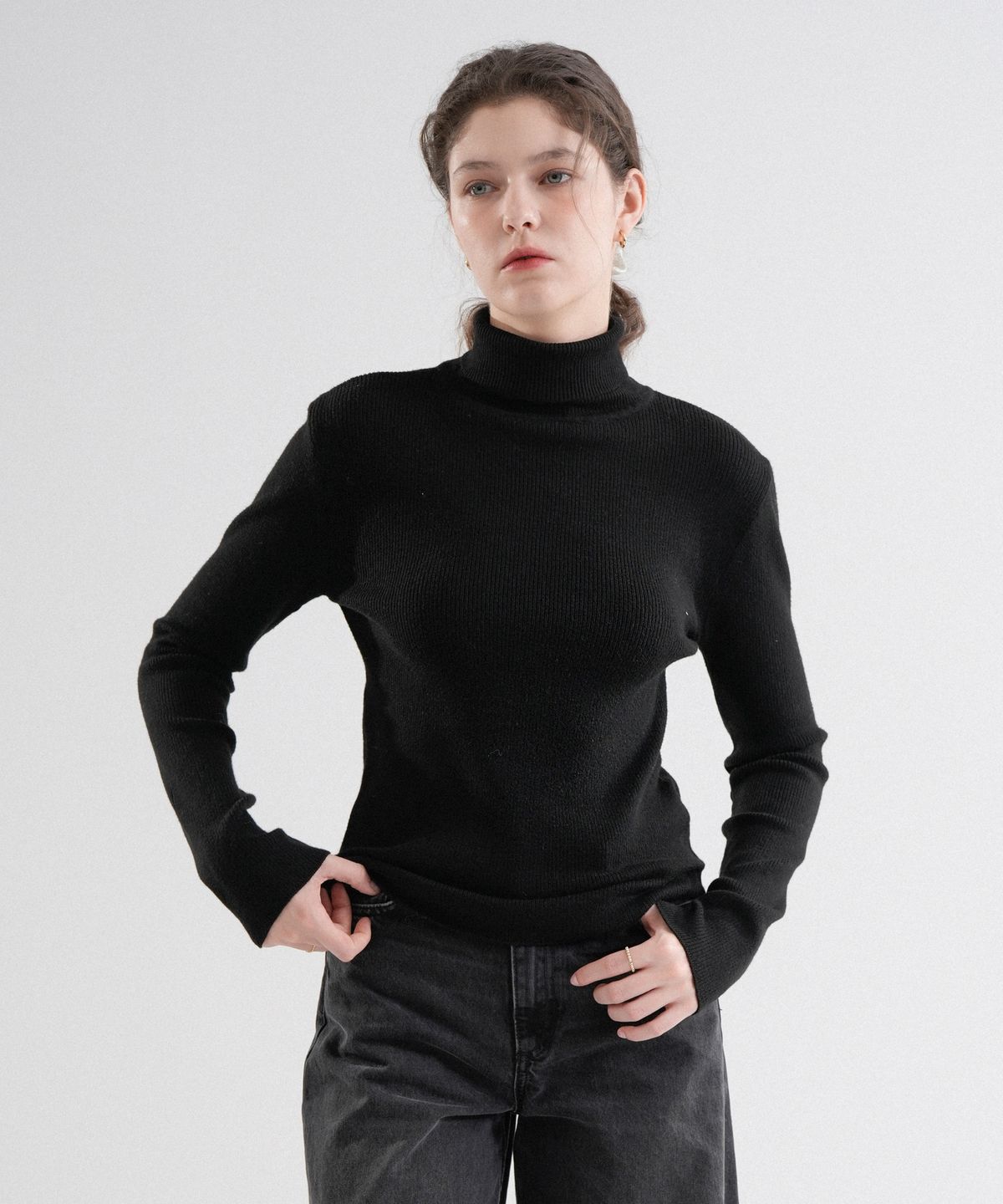 블레티(VLETI) Turtle-Neck Slim Fit Basic Knit (Black)