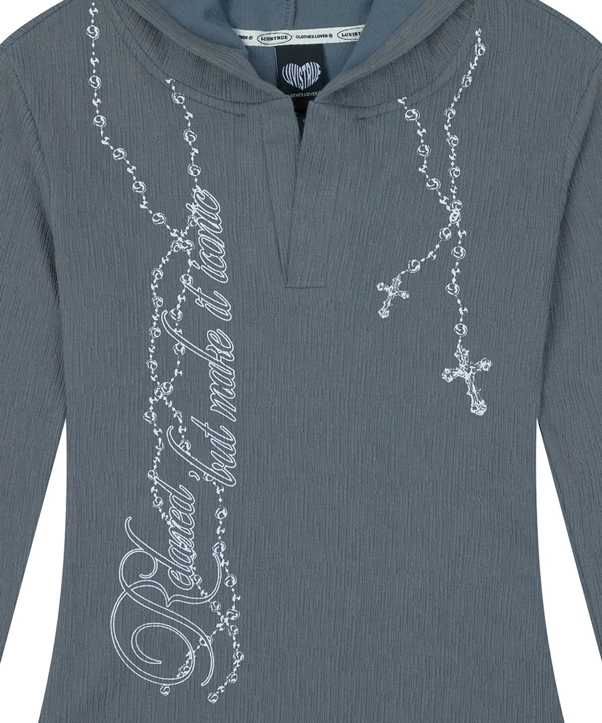 러브이즈트루(LUVISTRUE) RL ROSARY HOOD T-SHIRT(CHARCOAL)