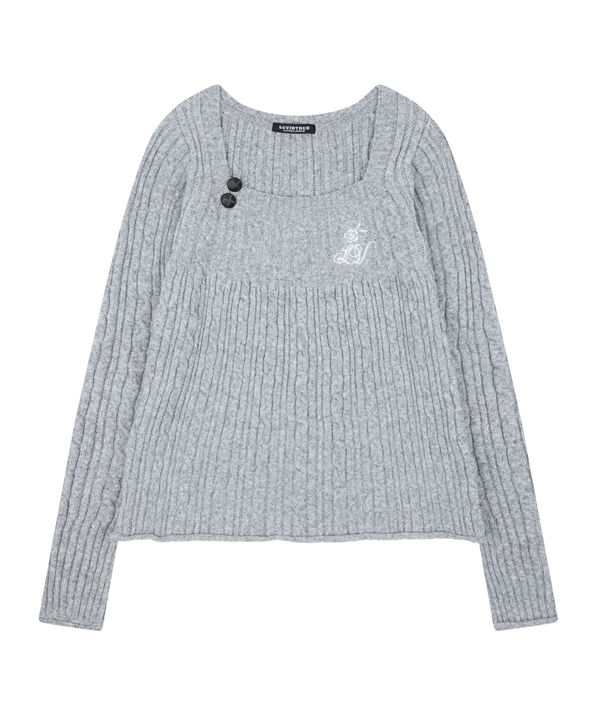 러브이즈트루(LUVISTRUE) RL SQUARE NECK KNIT(GRAY)