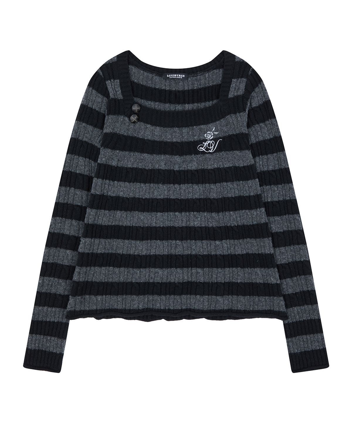 러브이즈트루(LUVISTRUE) RL SQUARE NECK KNIT(BLACK)