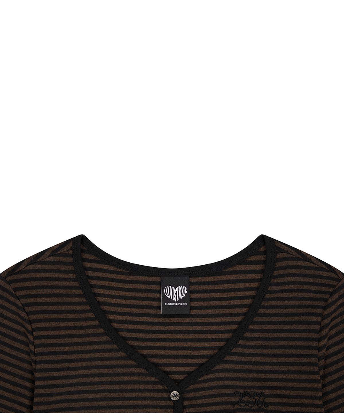 러브이즈트루(LUVISTRUE) BASIC ILOVEU SLEEVE TEE(BROWN)