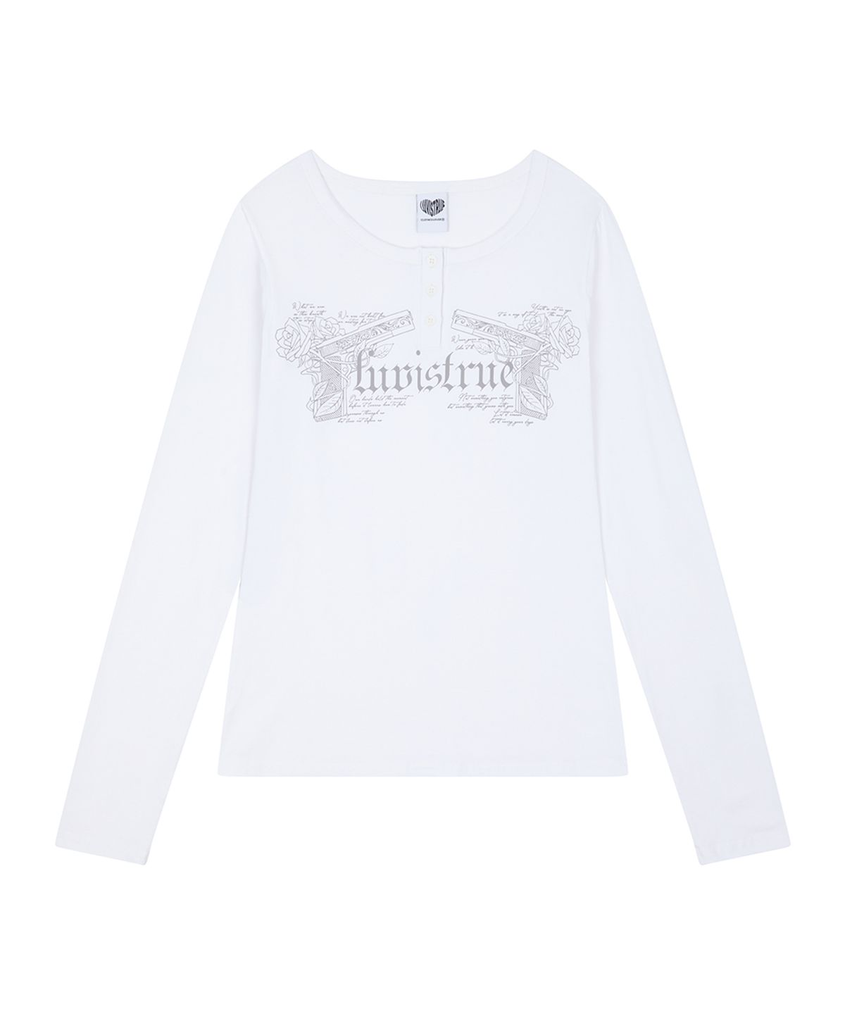 러브이즈트루(LUVISTRUE) RL DOUBLE GUN LONG SLEEVE(WHITE)