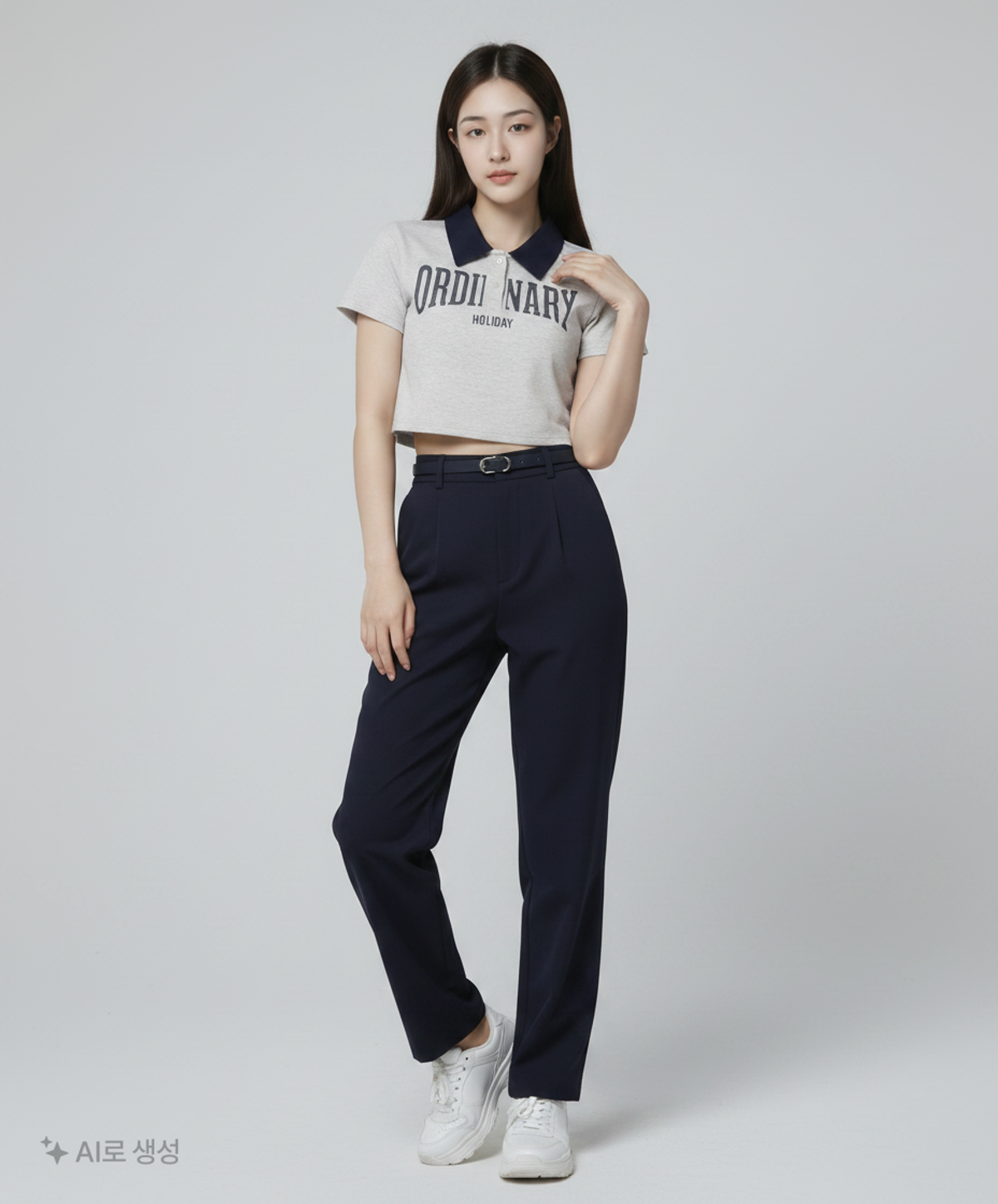 오디너리 홀리데이(ORDINARY HOLIDAY) 카라 배색 피케 티셔츠 [LIGHT GRAY] FREE