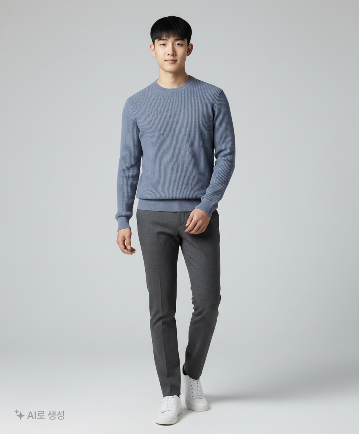 에스티코(STCO) DIEMS 소프트 터치 라운드 니트_블루 (클래식핏)_DKTXZ02CSL 100
