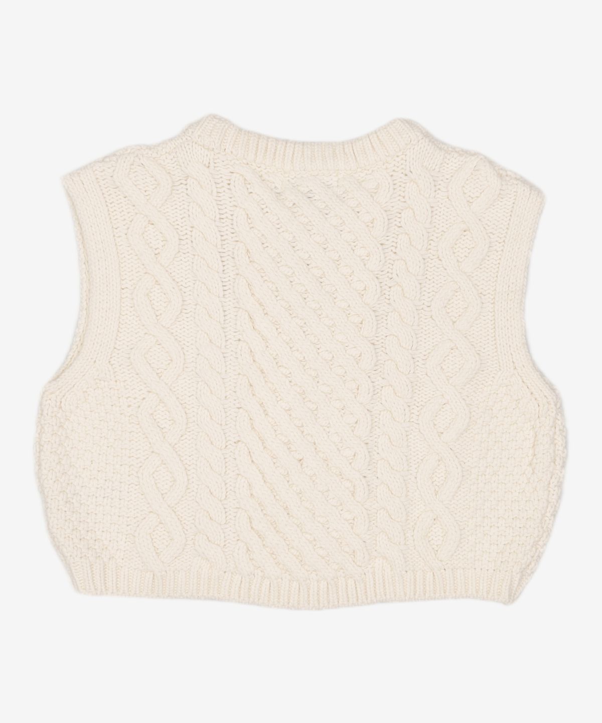 오아이오아이 컬렉션(OIOI COLLECTION) MIXED CABLE CROP KNIT VEST [CREAM] FREE