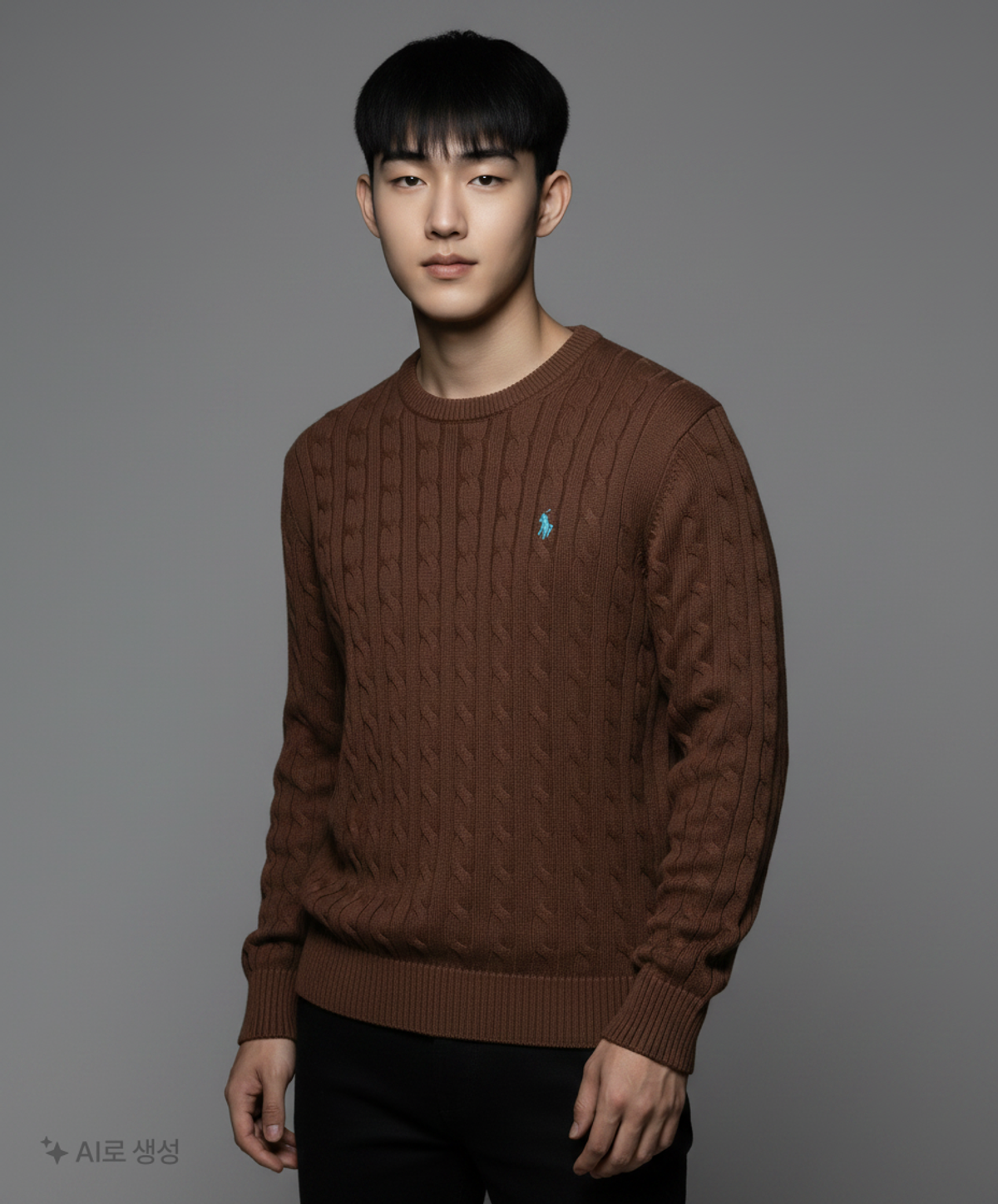 유에스 폴로 어신(USPOLOASSN) 케이블 라운드 니트_브라운 105