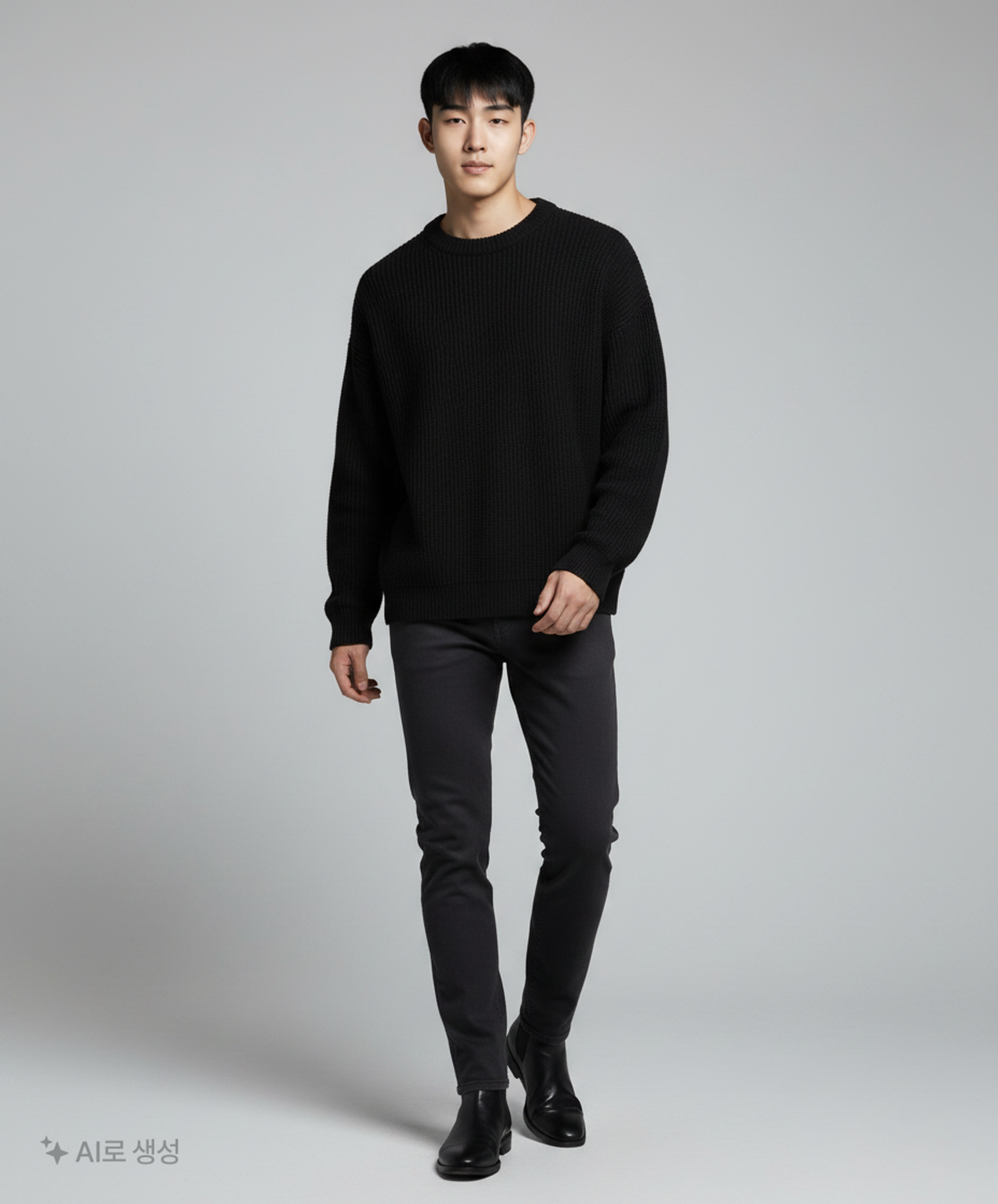 테이크이지(TAKEASY) 램스울 크루넥 오버 니트 (네이비) L