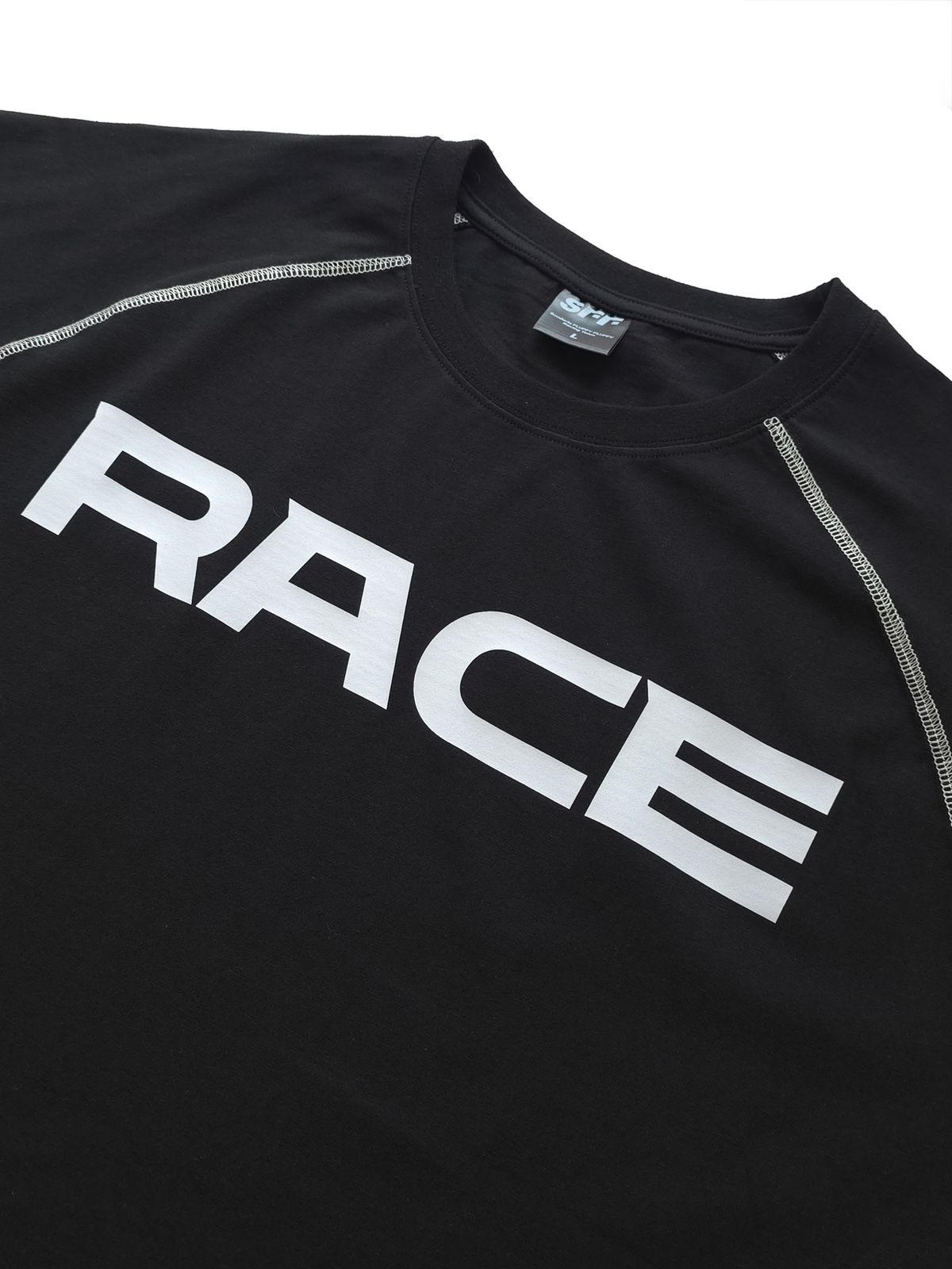 플루피 플루피(FLUFFYFLUFFY) SFF RACE 래글런 피그먼트 오버핏 반팔 티셔츠
