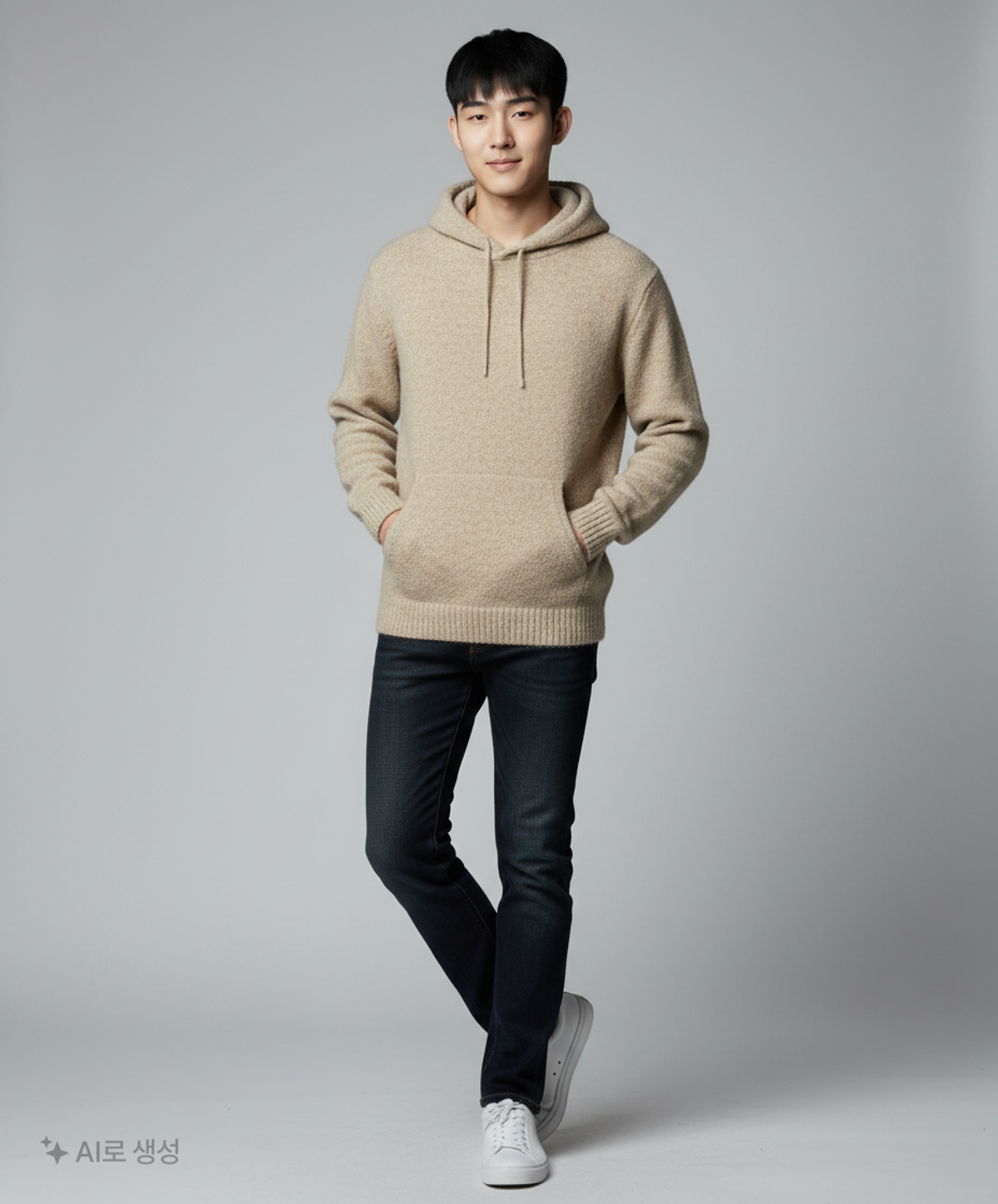 프리즘웍스(FRIZMWORKS) WAVE BOUCLE KNIT HOODY _ OATMEAL XL