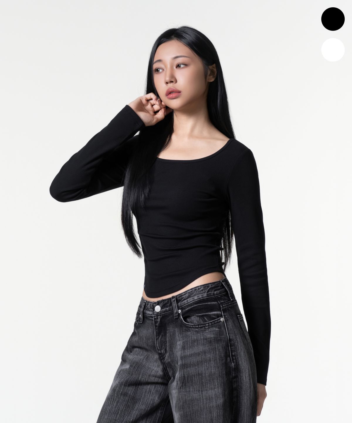 어센더(ASCENDER) (W) 골지 와이드넥 데일리 롱슬리브 2color