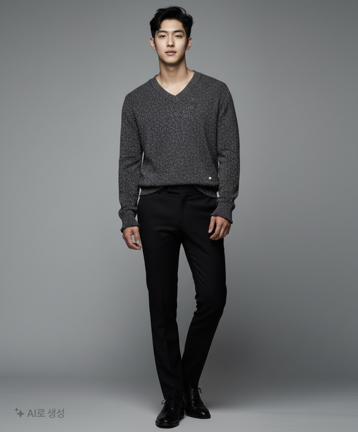 메종미네드(MAISON MINED) COOKIE AND CREAM V NECK KNIT L