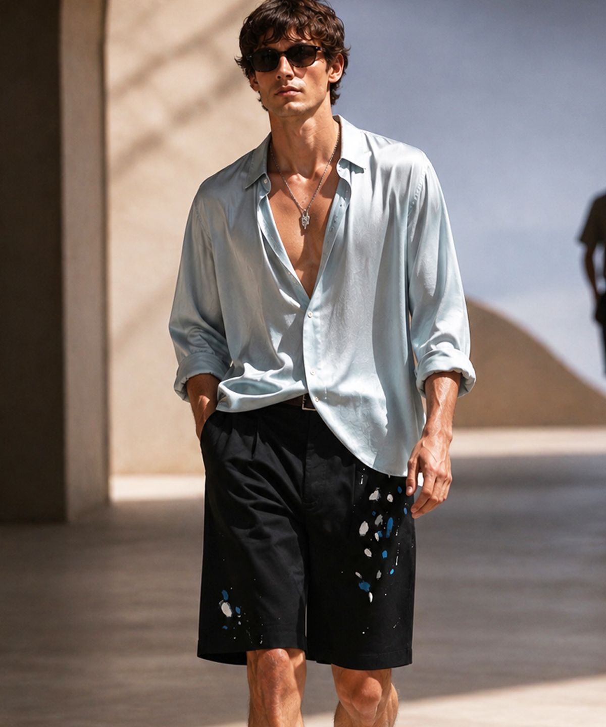 스트라이크(STRIKE) Atelier Painted Single-Tuck Chino Shorts (BLACK)