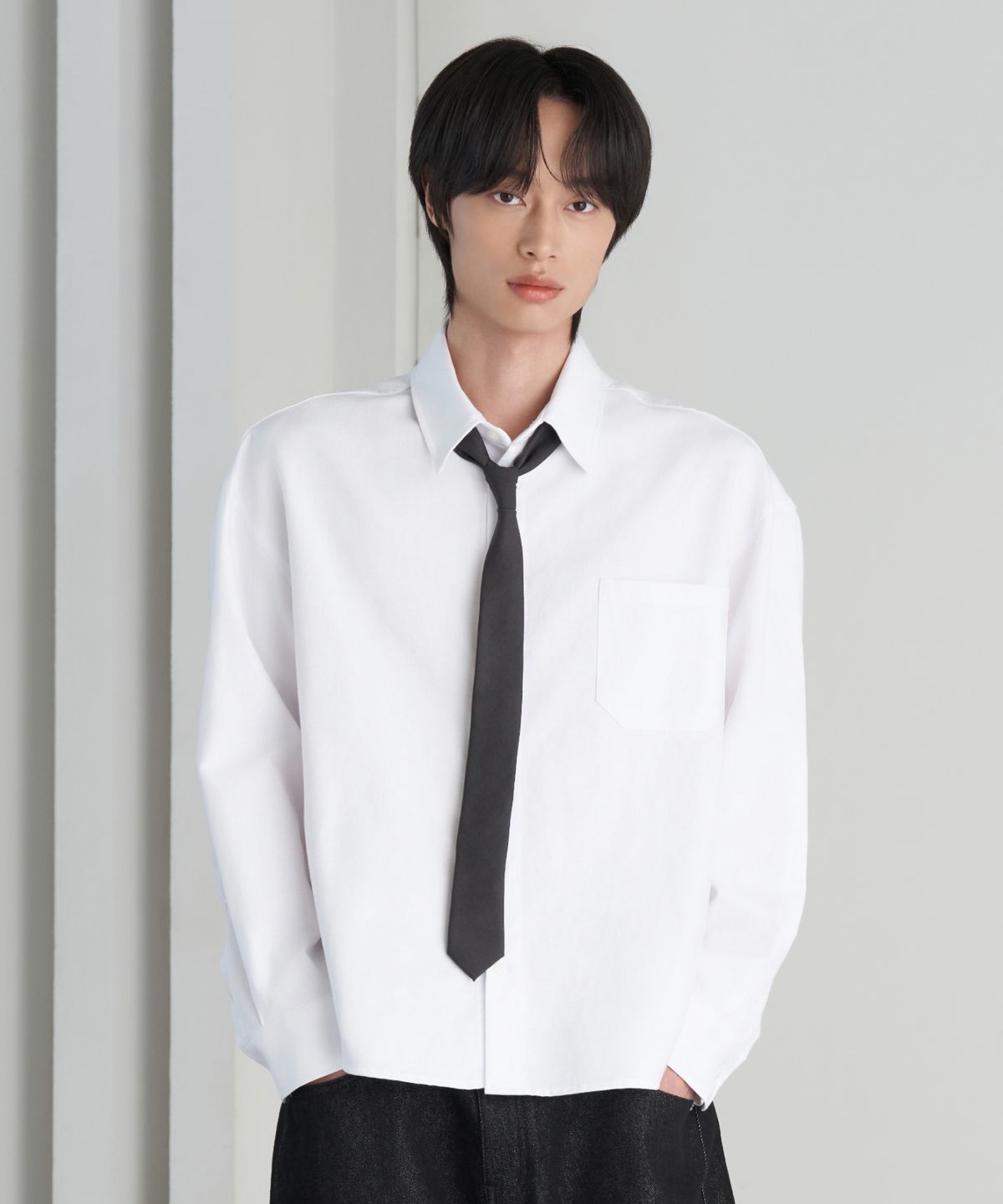 효지(HYOJI) 26 FW 세미 크롭 옥스포드 셔츠 (5컬러)
