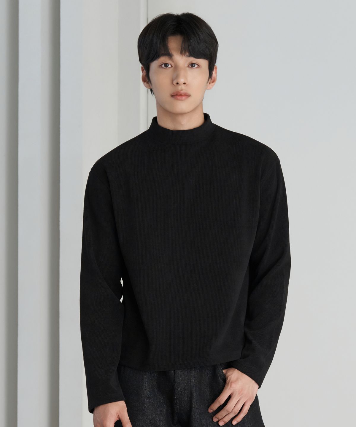 효지(HYOJI) 26 FW 골지 모크넥 크롭 티셔츠 (3컬러)