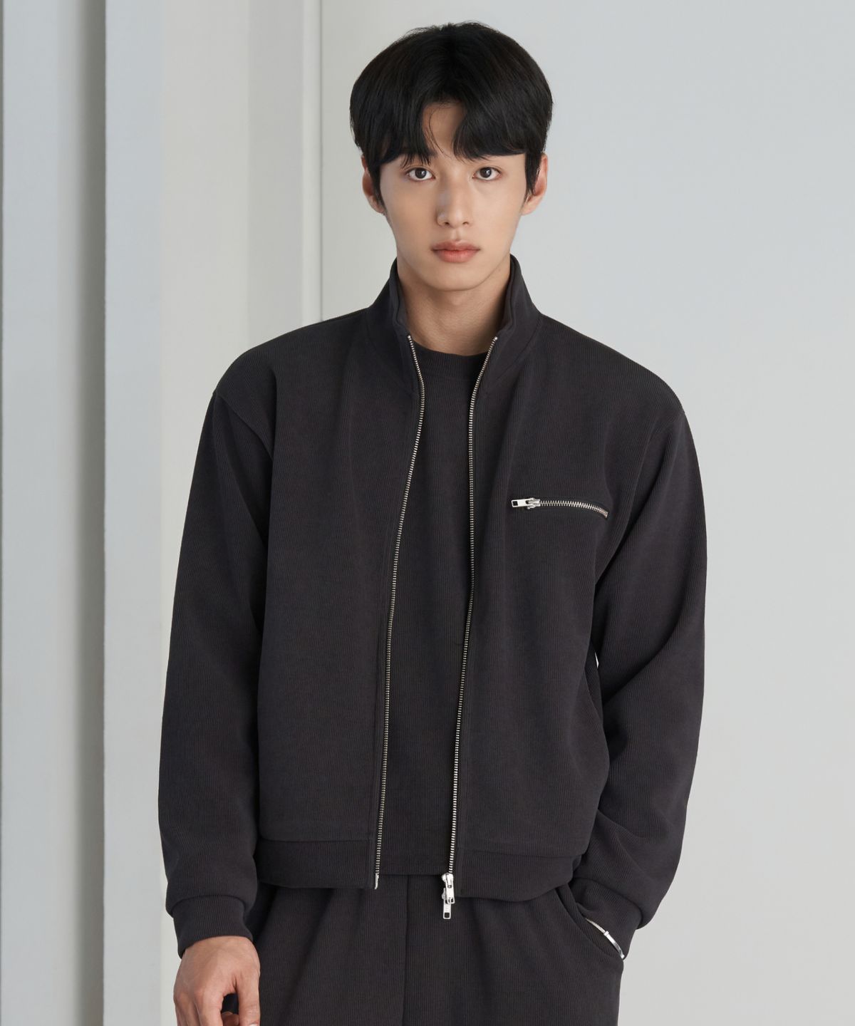 효지(HYOJI) 26 FW 골지 풀집업 크롭 자켓 (2컬러)