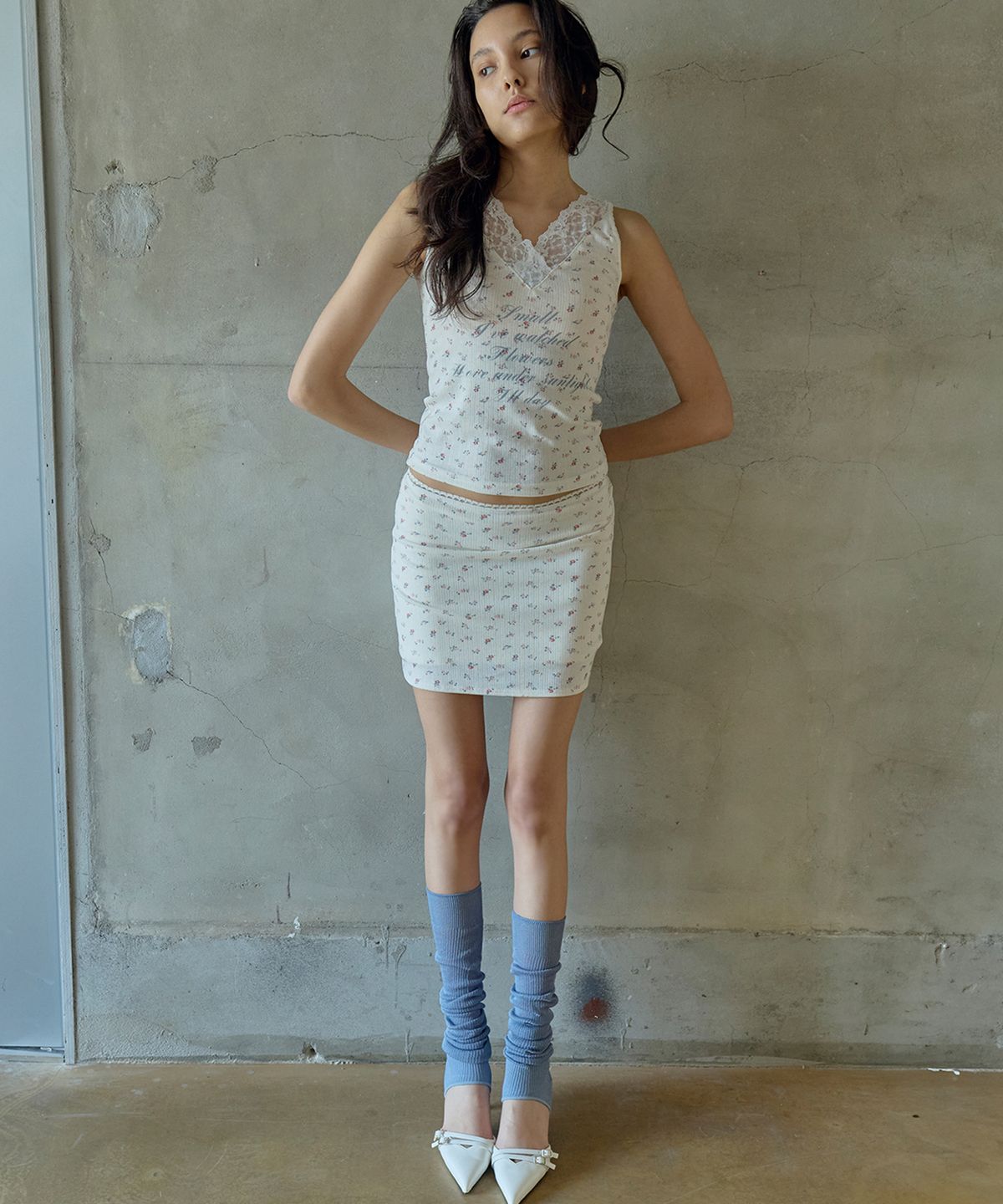 페이네틱(PAINETIC) Lace-Trim Printed Cami (IVORY)