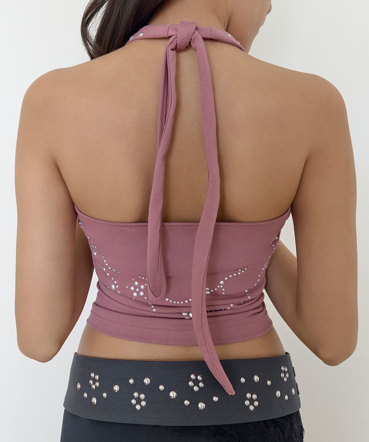 페이네틱(PAINETIC) Studded Halterneck Top (DARK PINK)