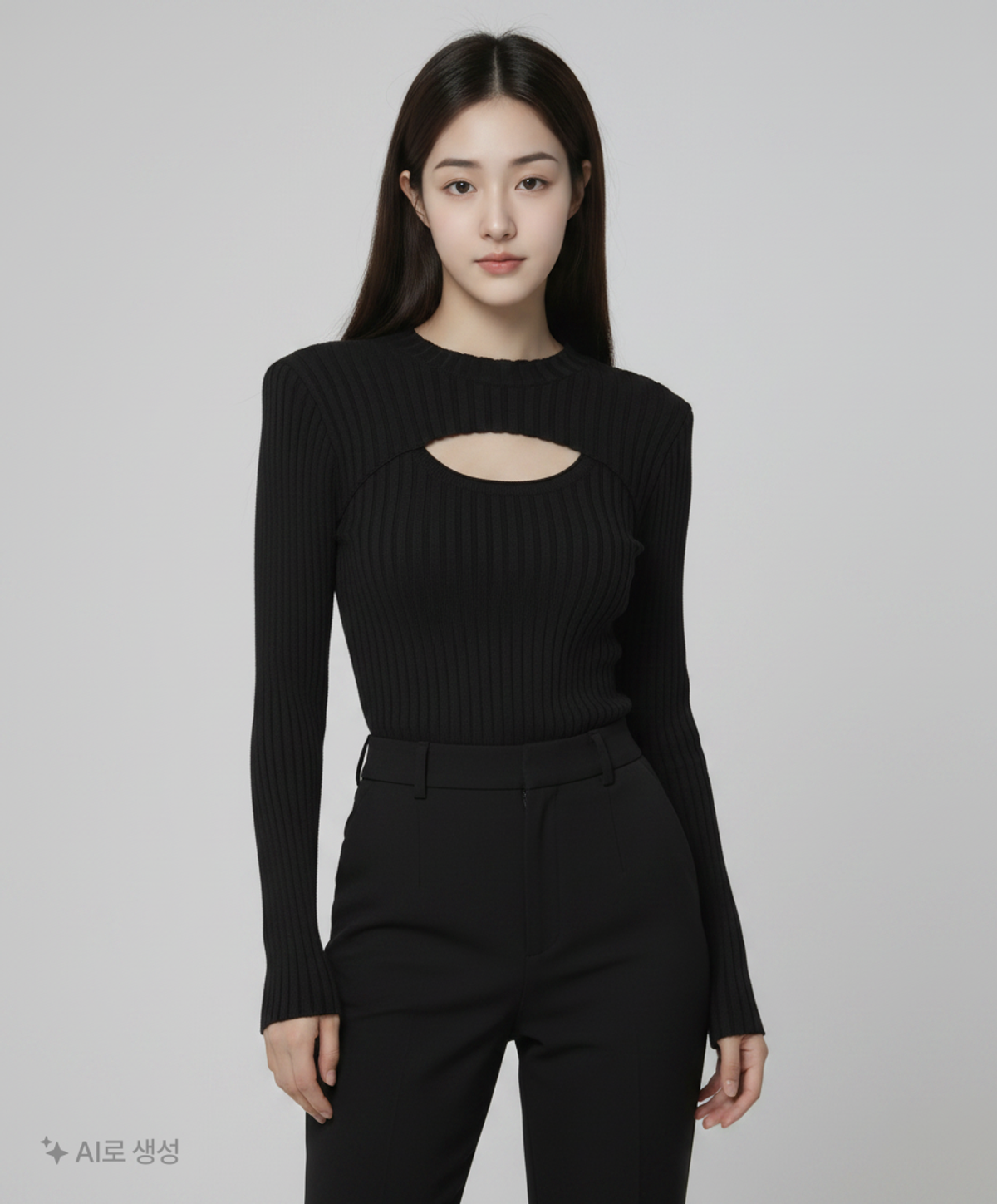 다이애그널(DIAGONAL) RIBBED HOLE KNIT (black) XL