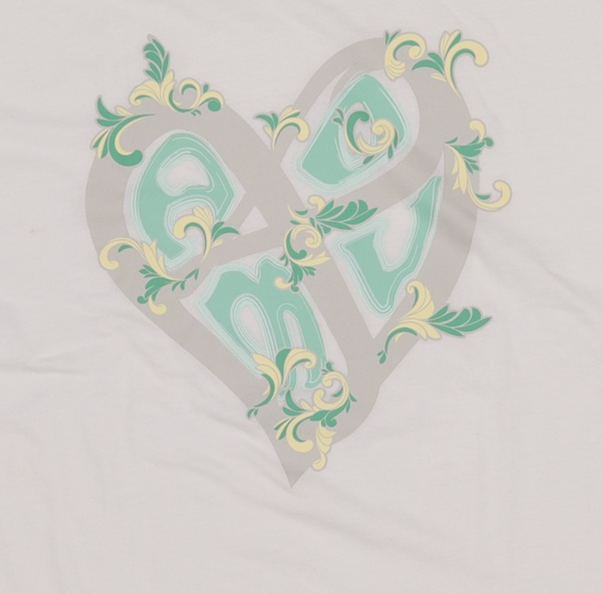 아모우(AMOU) Art Nouveau heart half T-shirts white 2